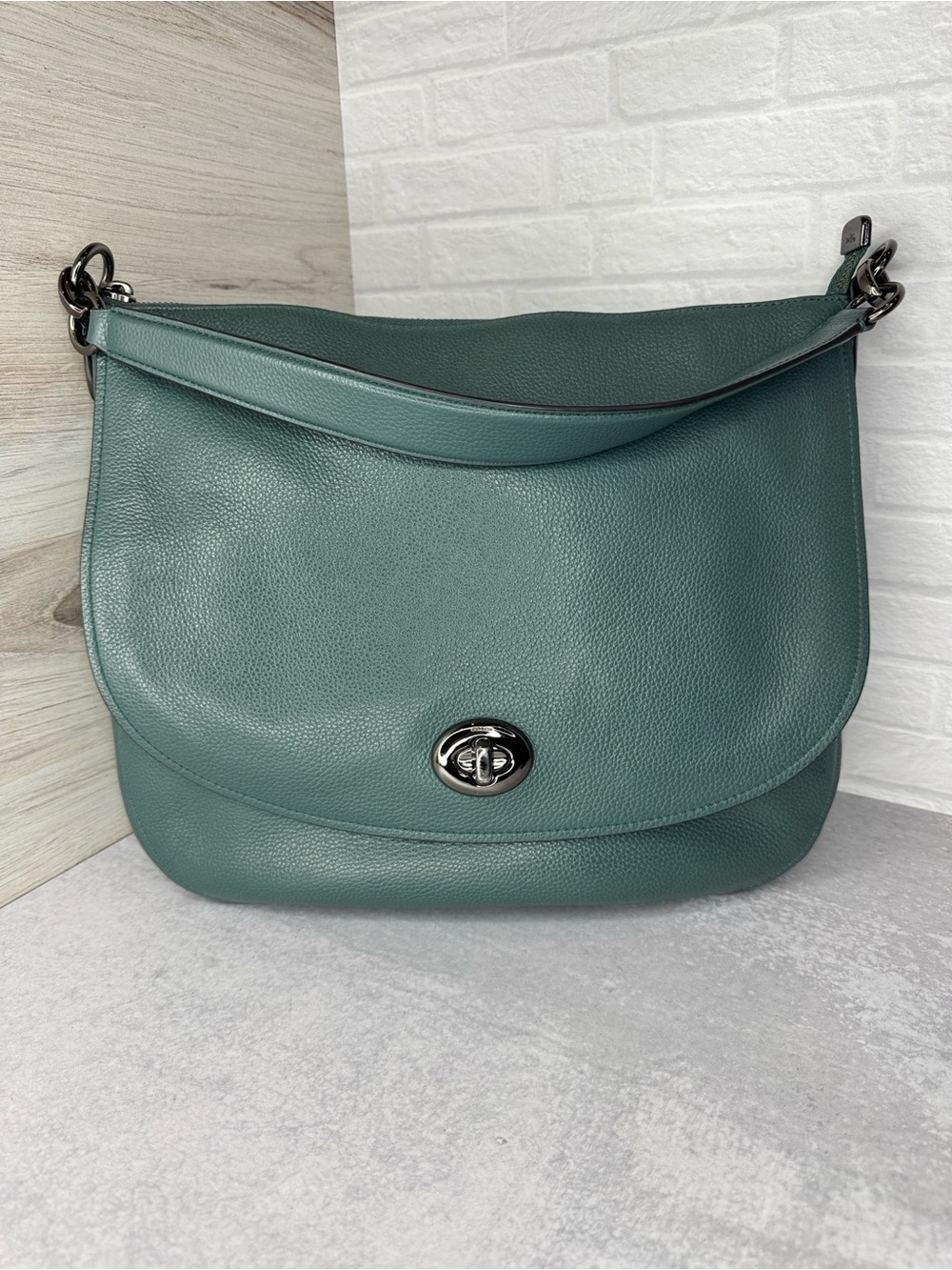 Large Coach Turnlock Hobo Shoulder Bag in Green